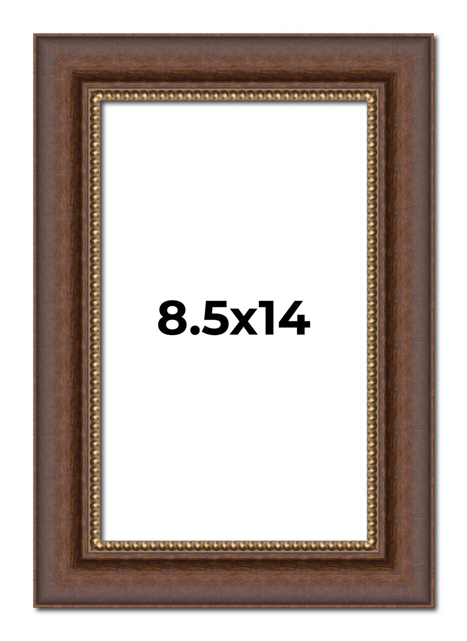 8.5x14 Traditional Brown Picture Frame - UV Acrylic, Foam Board Backing, Hanging Hardware